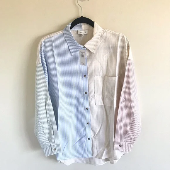 ACOA Striped Color Block Button Down Long Sleeved Shirt NWT From Buckle - Picture 16 of 16